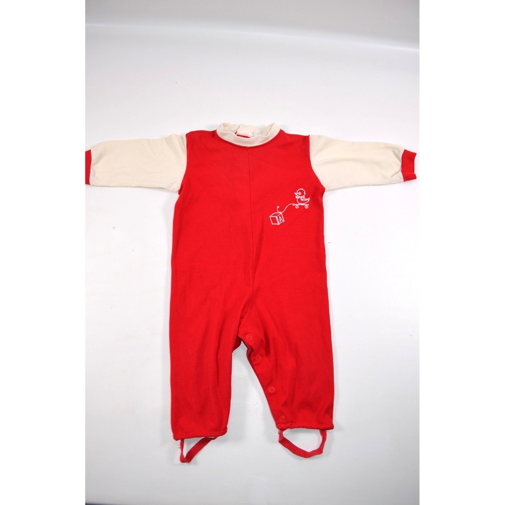 Vintage 70s Carter Stretch Red One Piece Jumpsuit Boys Large 23-26 lbs